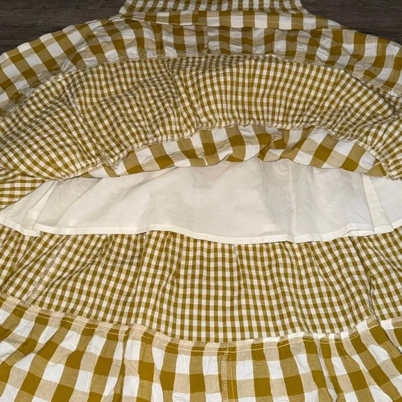 Avec Les Filles mixed print tiered cotton Gingham Maxi Skit - Picture 8 of 9